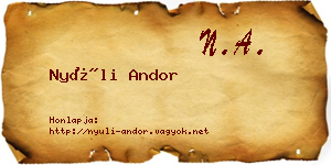 Nyúli Andor névjegykártya